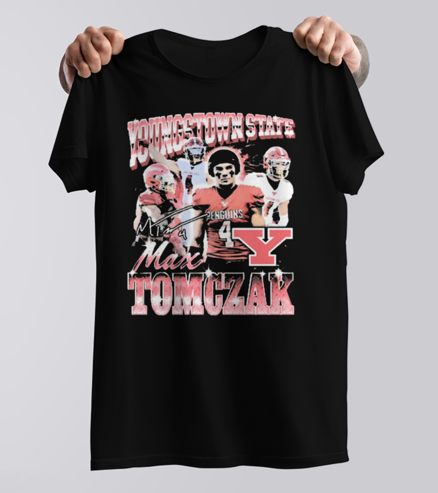 Youngstown State Penguins Max Tomczak Signature 90s Style Football T-Shirt
