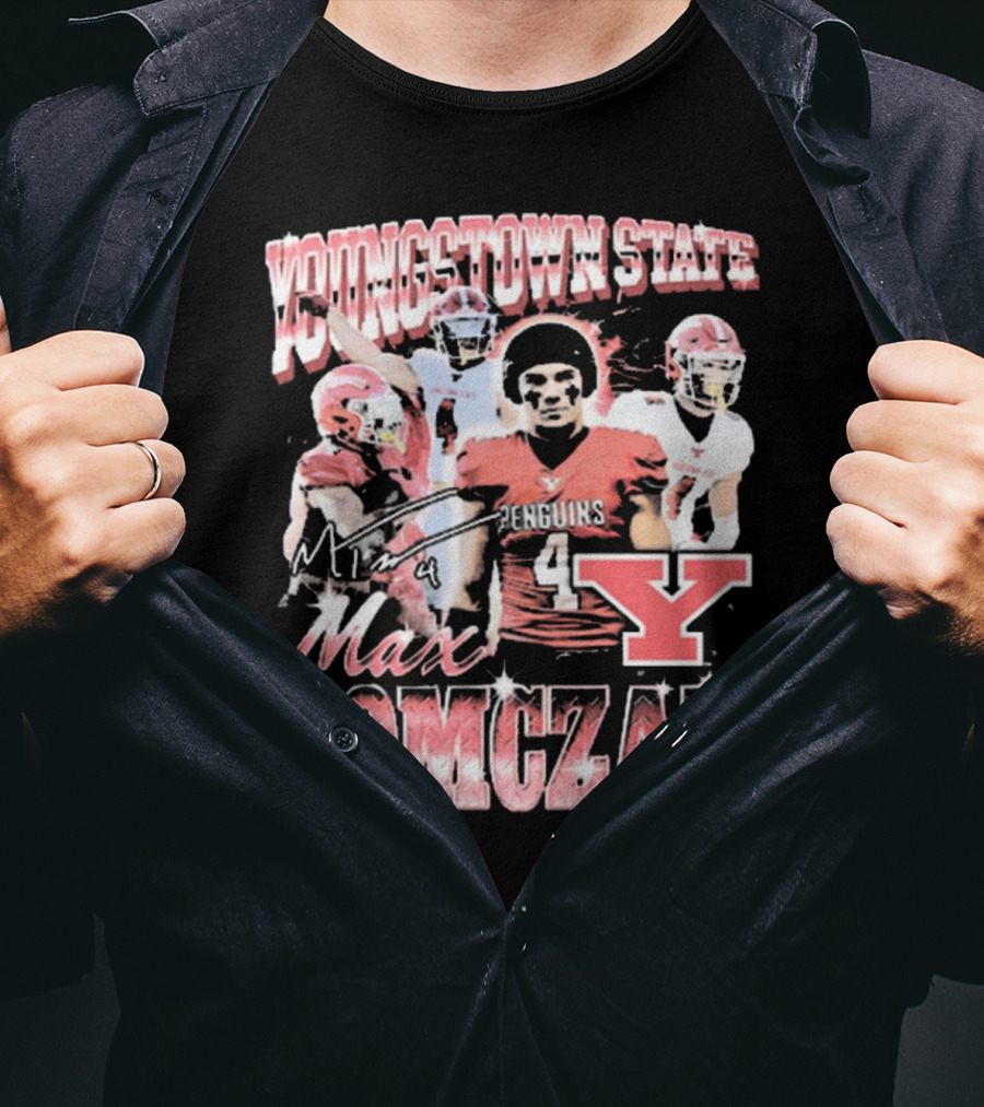 Youngstown State Penguins Max Tomczak Signature 90s Style Football T-Shirt