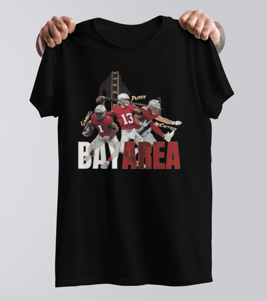 Sammel Purdy McCaffrey San Francisco 49ers Bay Area NFL Trio Football T-Shirt