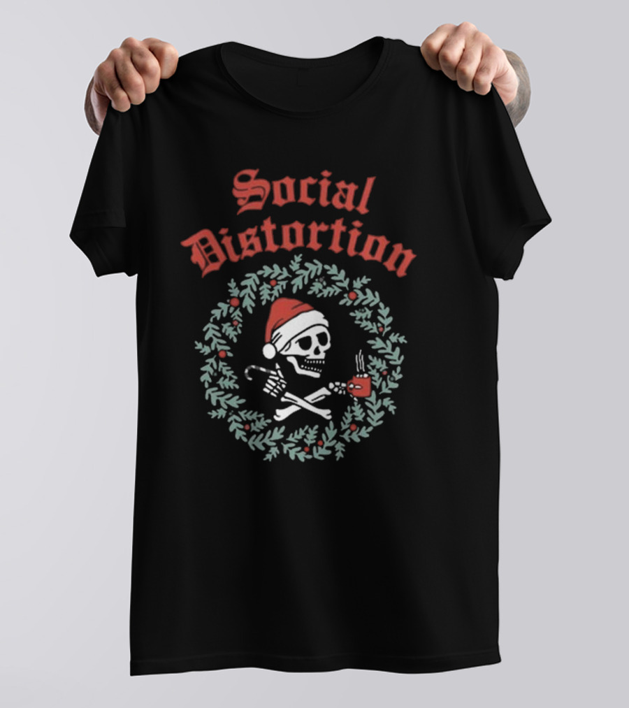 Social Distortion Santa Skelly Holiday Wreath T-Shirt