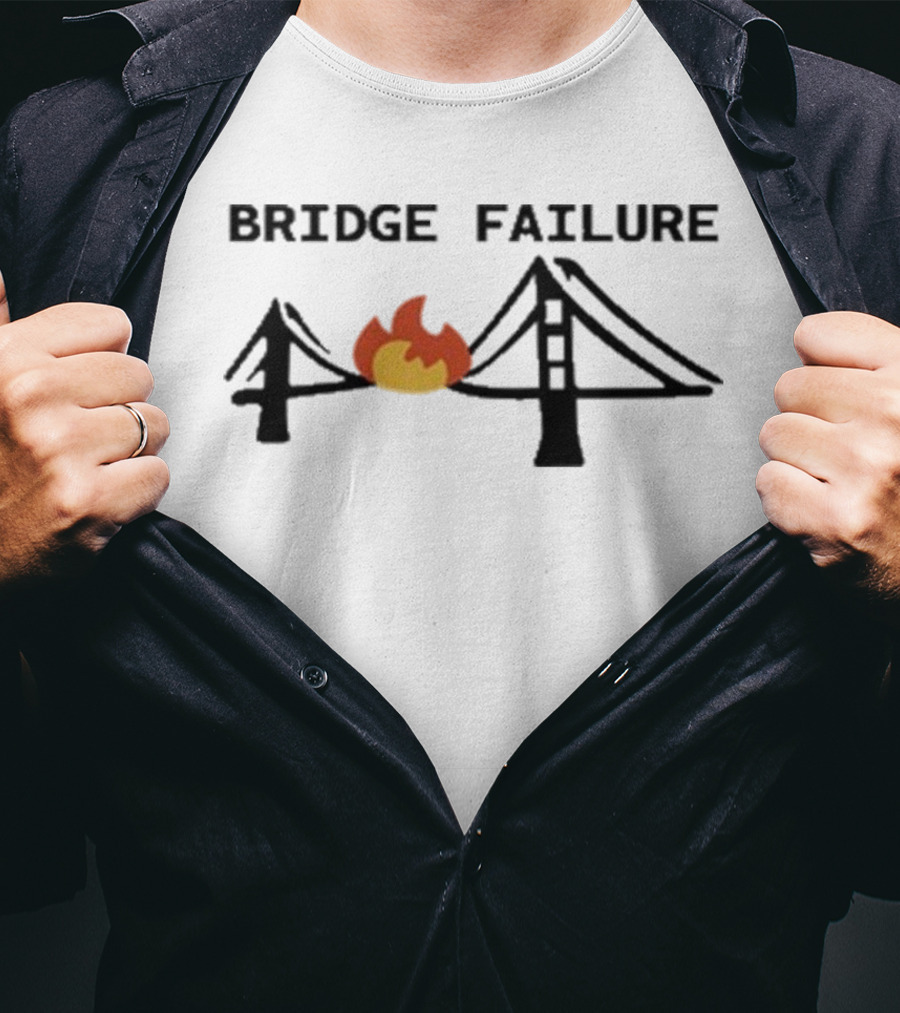 Bridge Failure Flaming Broken Bridge Collapse T-Shirt