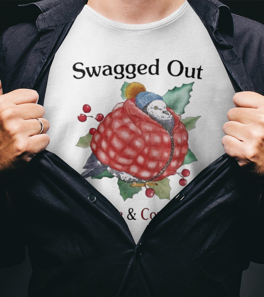 Swagged Out With Love And Compassion Pigeon In Cozy Jacket With Berries And Leaves T-Shirt