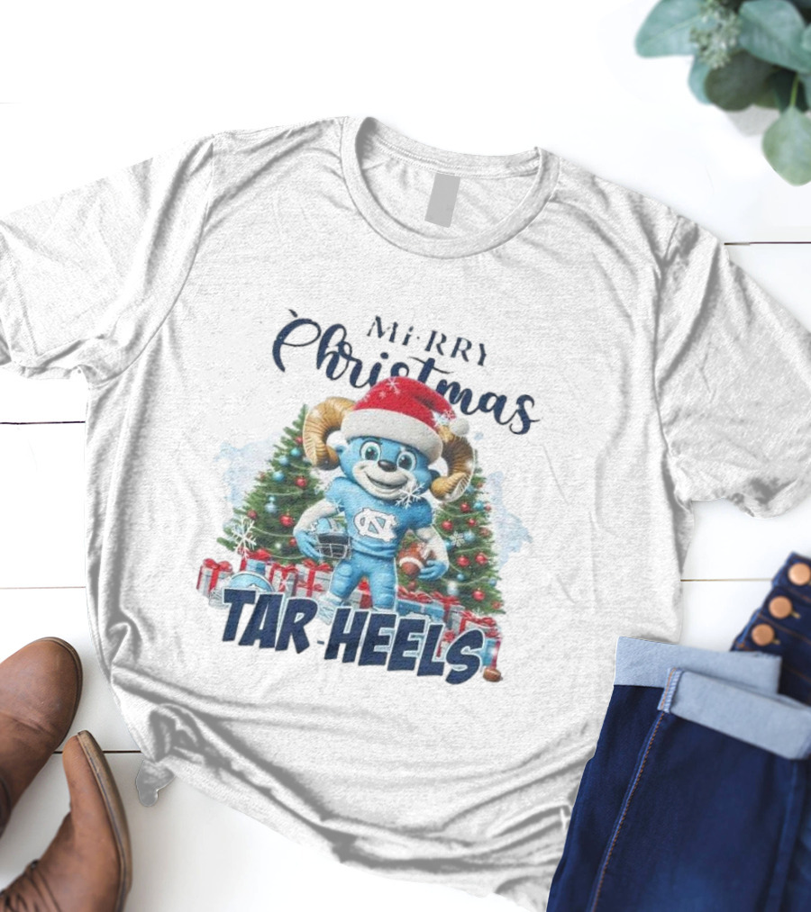 Merry Christmas North Carolina Tar Heels Mascot Festive T-Shirt