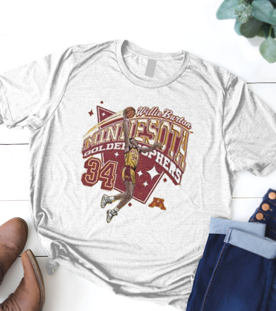 Willie Burton No 34 Minnesota Golden Gophers Basketball Skyhook T-Shirt