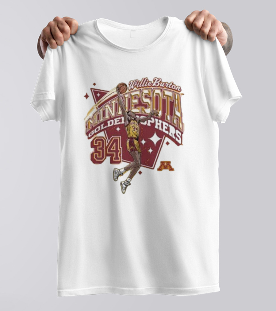 Willie Burton No 34 Minnesota Golden Gophers Basketball Skyhook T-Shirt