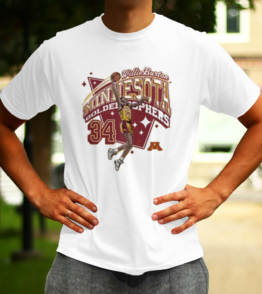 Willie Burton No 34 Minnesota Golden Gophers Basketball Skyhook T-Shirt