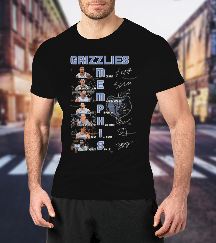 Memphis Grizzlies Ja Morant Brandon Clark Marcus Smart Scotty Pippen Jr Desmond Bane Jaren Jackson Jr Signatures T-Shirt