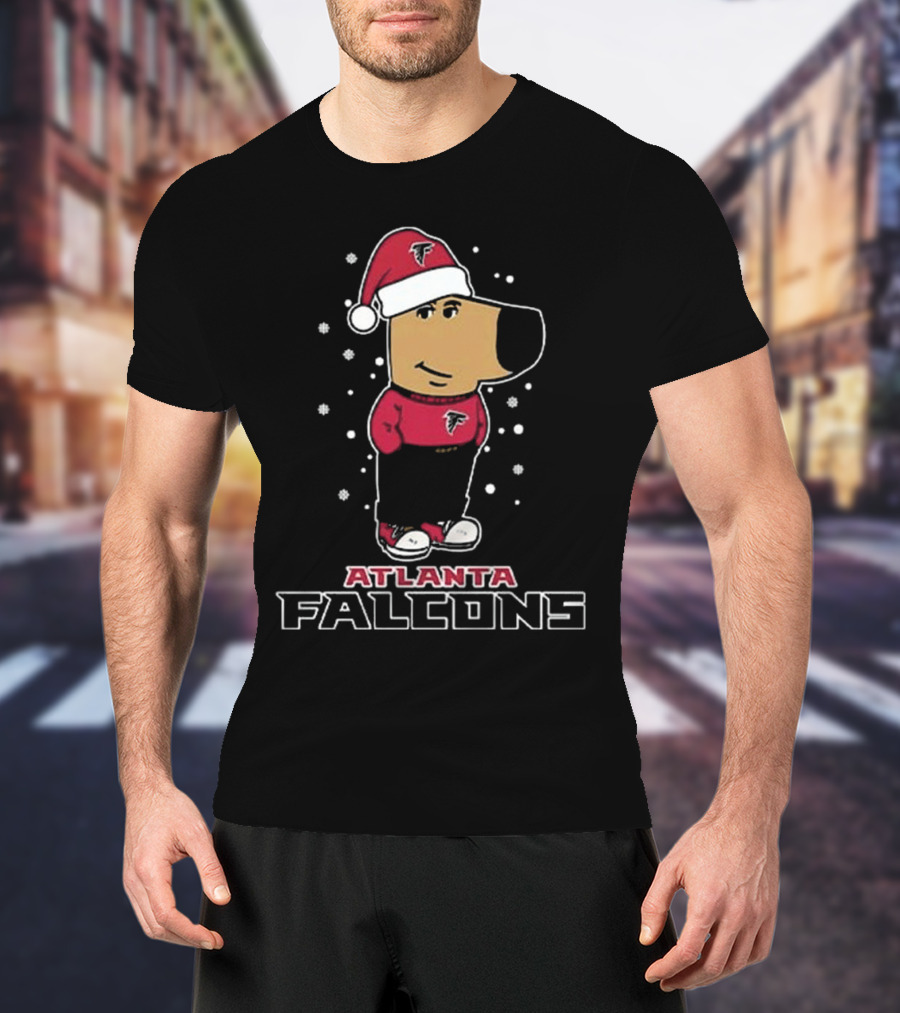 Atlanta Falcons Christmas Chill Guy In Santa Hat T-Shirt