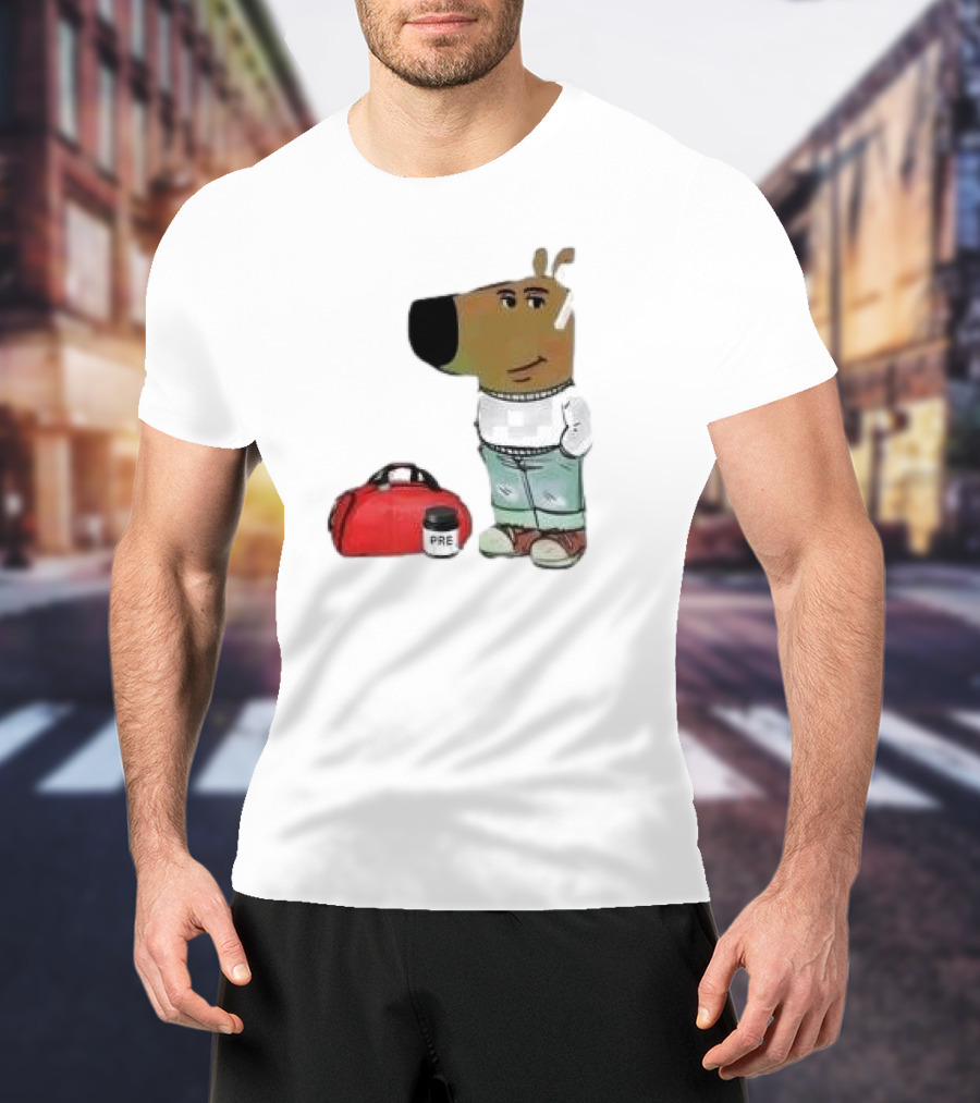 Chill Guy Dog With Gym Bag And Pre-workout Supplement T-Shirt