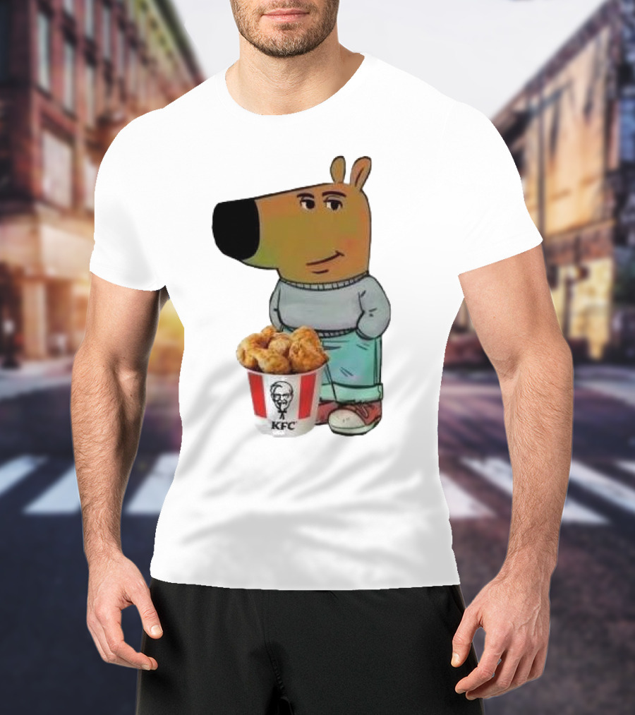 Chill Guy Dog Smiling With KFC Bucket T-Shirt