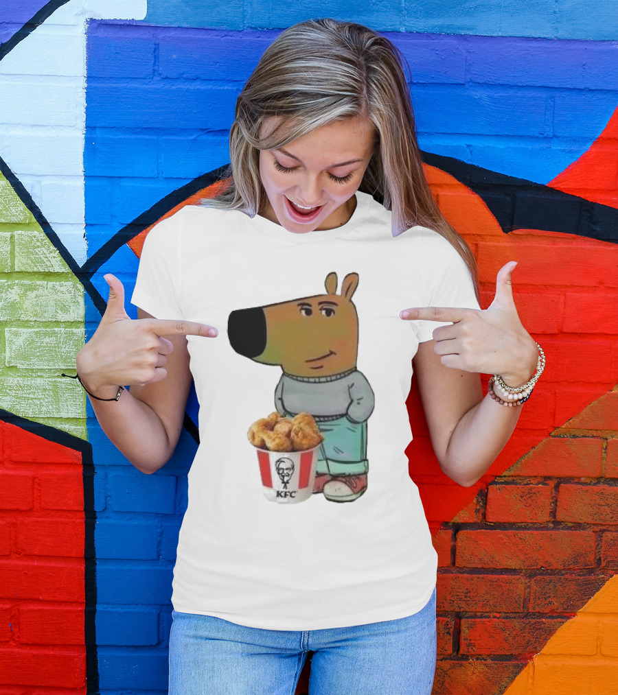 Chill Guy Dog Smiling With KFC Bucket T-Shirt