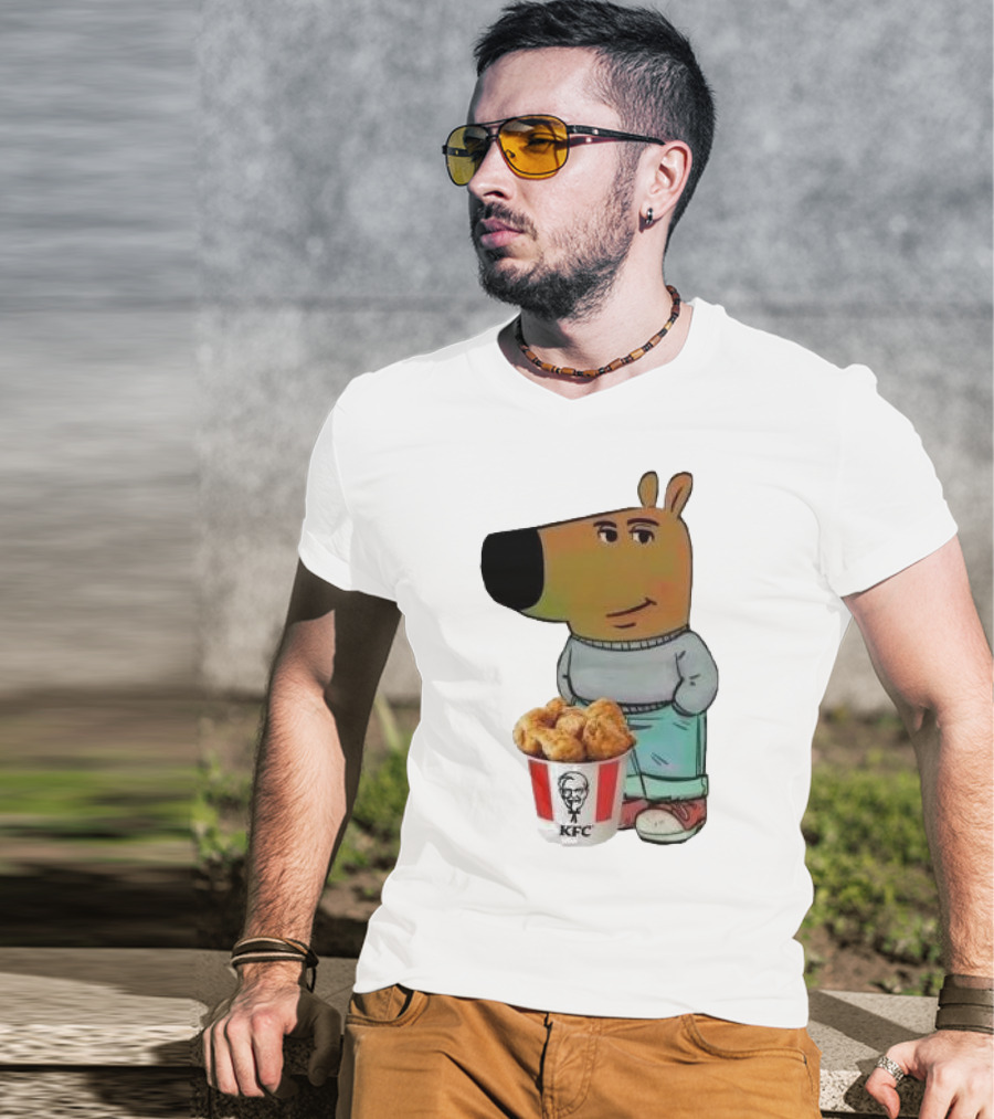Chill Guy Dog Smiling With KFC Bucket T-Shirt