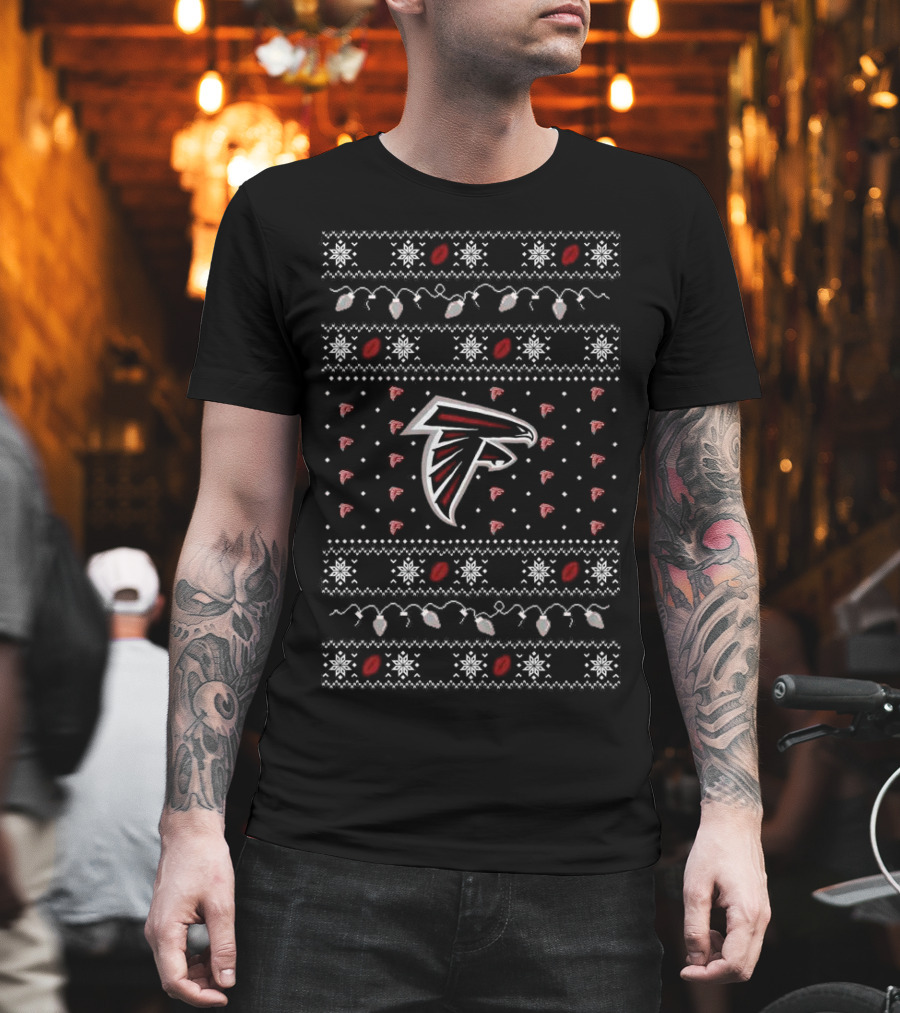 Atlanta Falcons Holiday Lights Ugly Sweater T-Shirt