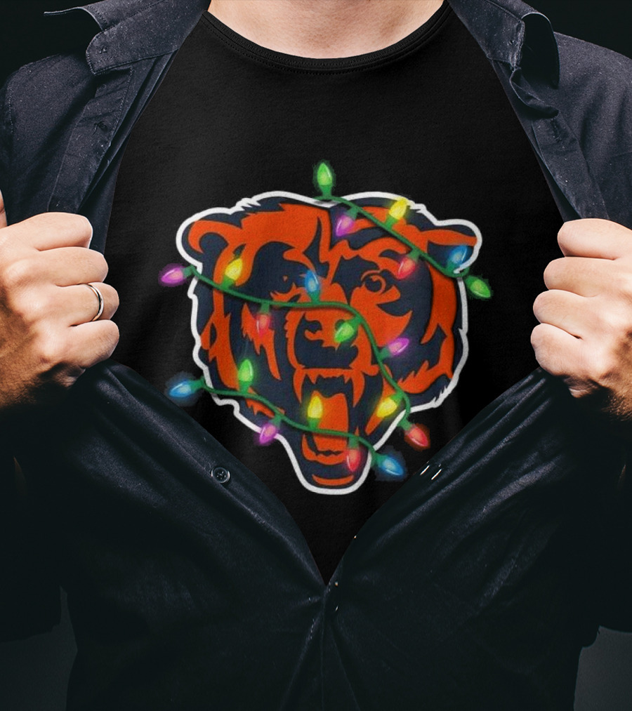 Chicago Bears Festive Holiday Lights T-Shirt