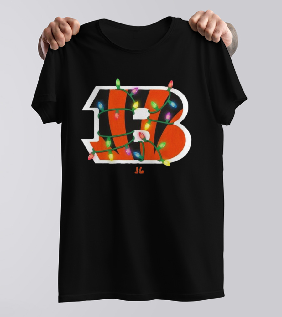 Cincinnati Bengals B Logo With Holiday Lights T-Shirt