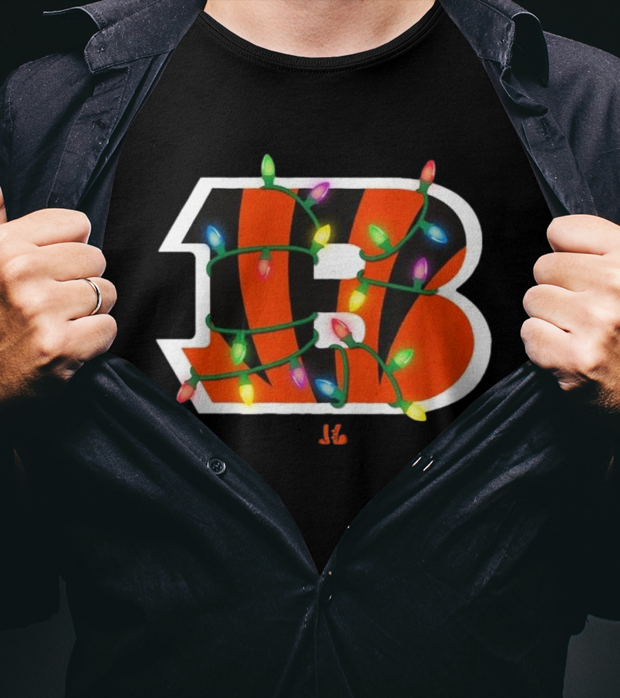 Cincinnati Bengals B Logo With Holiday Lights T-Shirt