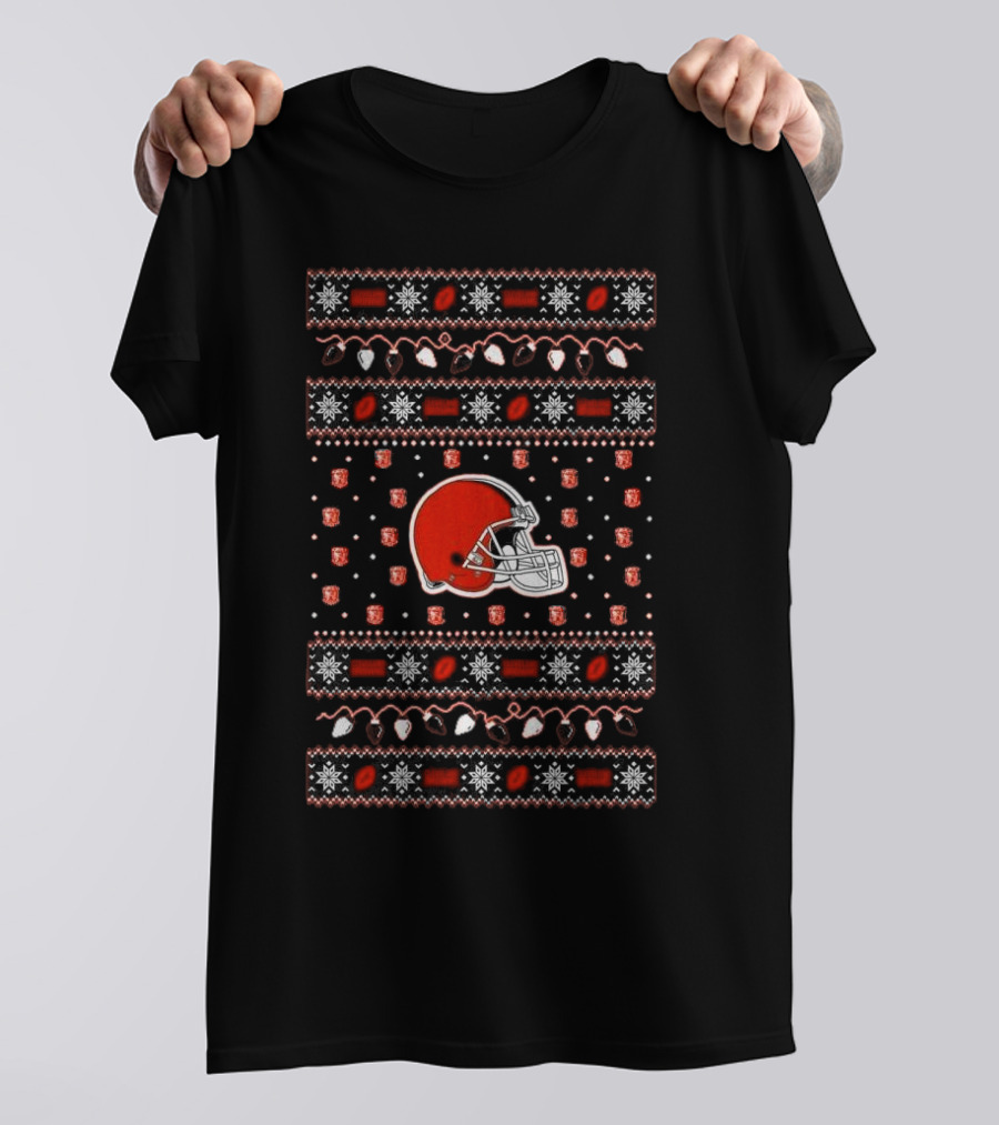 Cleveland Browns Holiday Lights Ugly Christmas T-Shirt