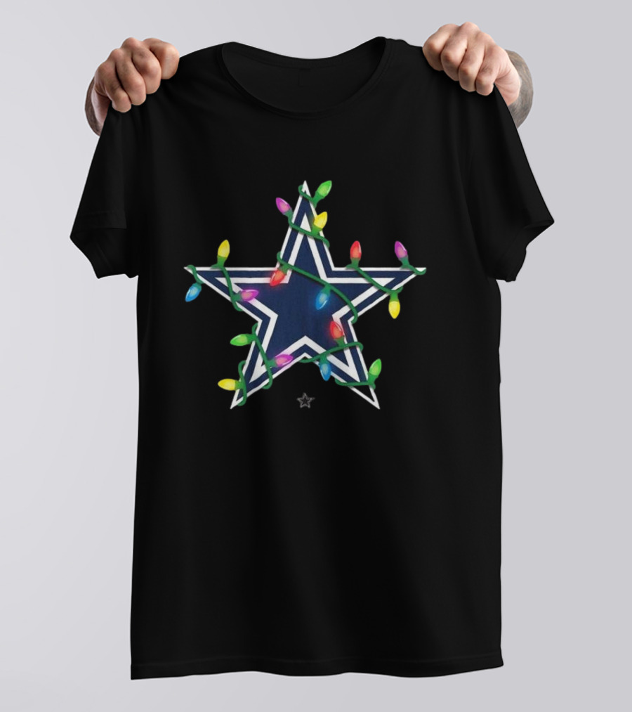Dallas Cowboys Star With Holiday Lights T-Shirt