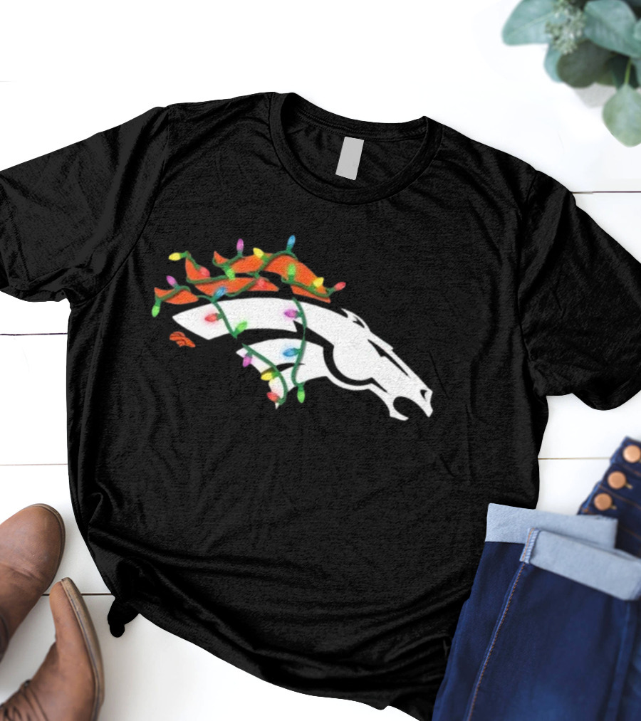 Denver Broncos Holiday Lights Logo T-Shirt