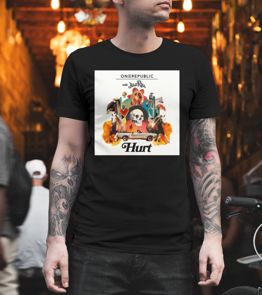 ONEREPUBLIC With JELLY ROLL Hurt Retro Collage Of Horses And Cactus T-Shirt