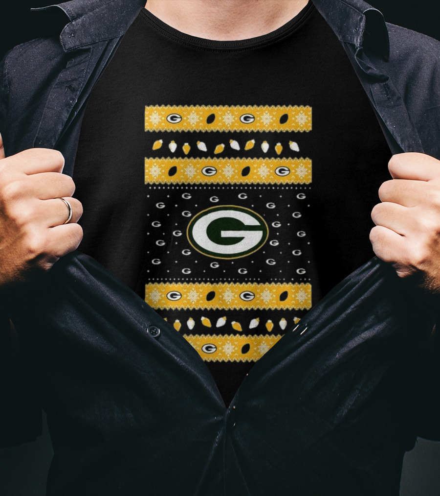 Green Bay Packers Holiday Lights Ugly Sweater T-Shirt