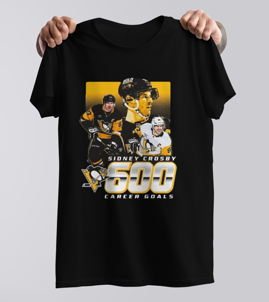 Sidney Crosby Pittsburgh Penguins 600 Career Goals NHL Achievement T-Shirt