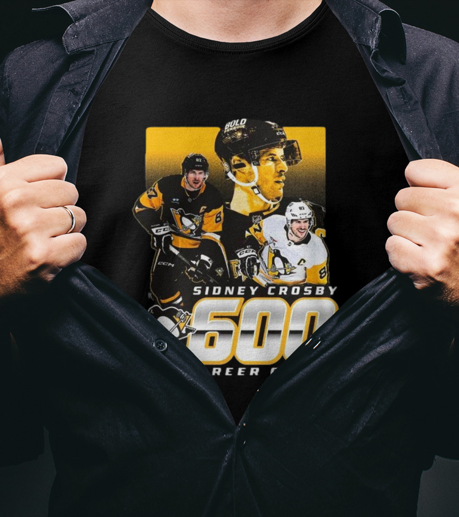 Sidney Crosby Pittsburgh Penguins 600 Career Goals NHL Achievement T-Shirt