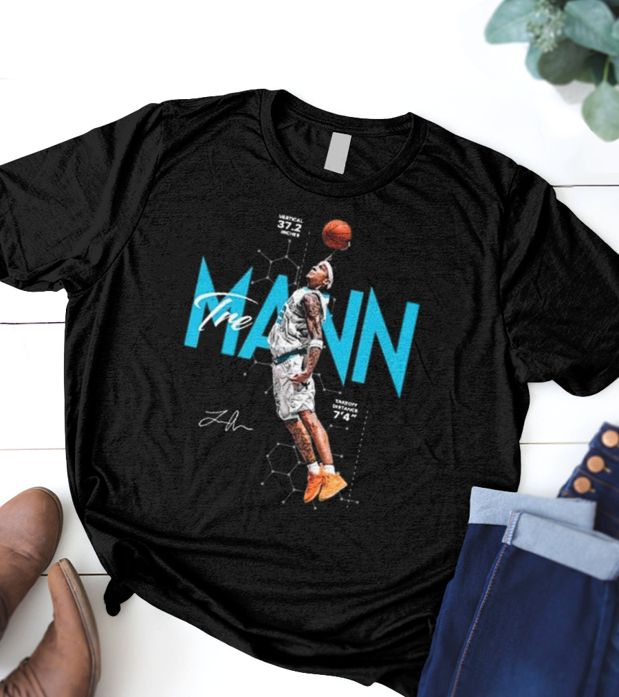 Tre Mann Vertical Jump Basketball Dunk 37.2 Inches Charlotte Hornets T-Shirt