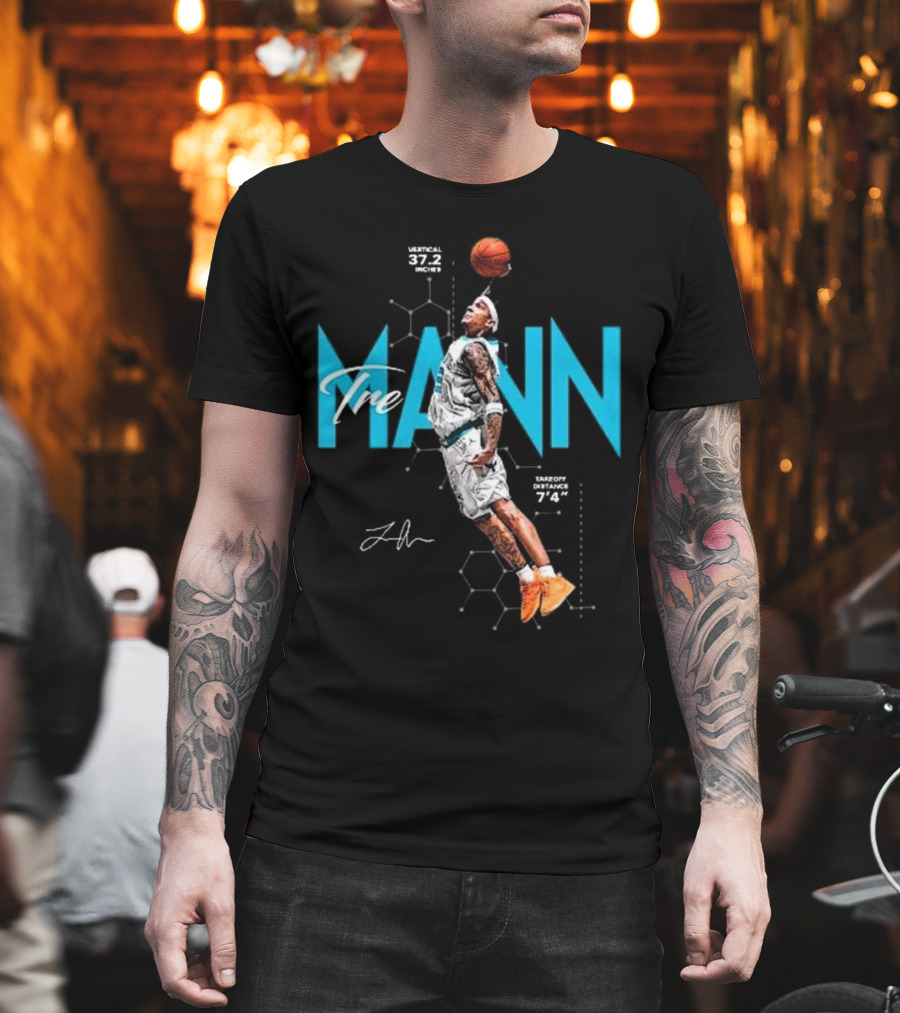 Tre Mann Vertical Jump Basketball Dunk 37.2 Inches Charlotte Hornets T-Shirt