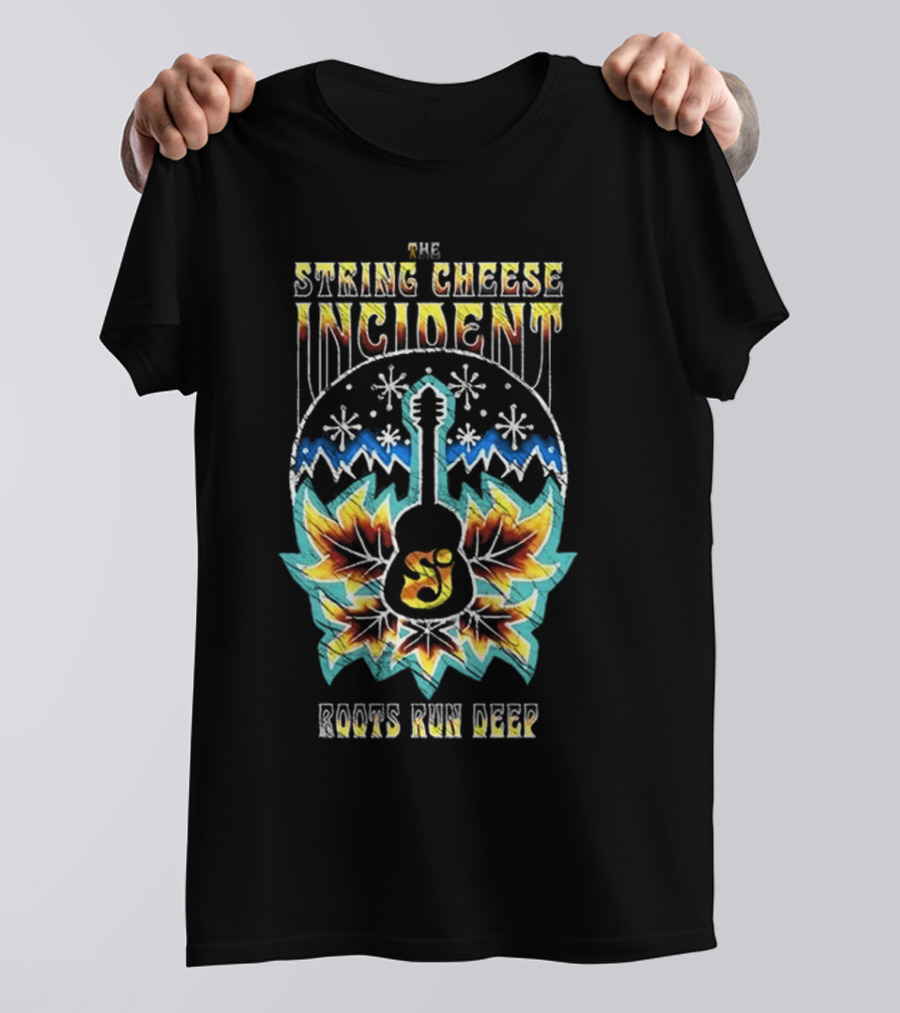 The String Cheese Incident Roots Run Deep Sunrise Mountains Guitar T-Shirt