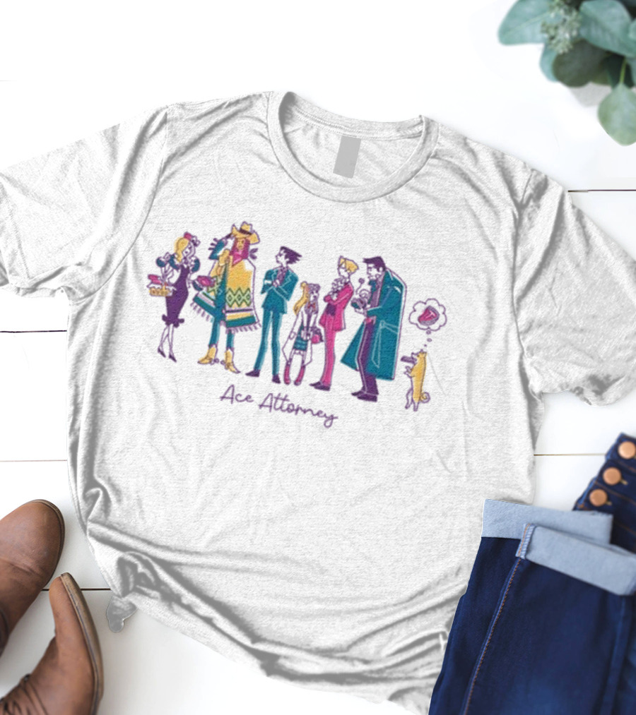 Ace Attorney Characters In Colorful Lawful Lunch Break Scene T-Shirt