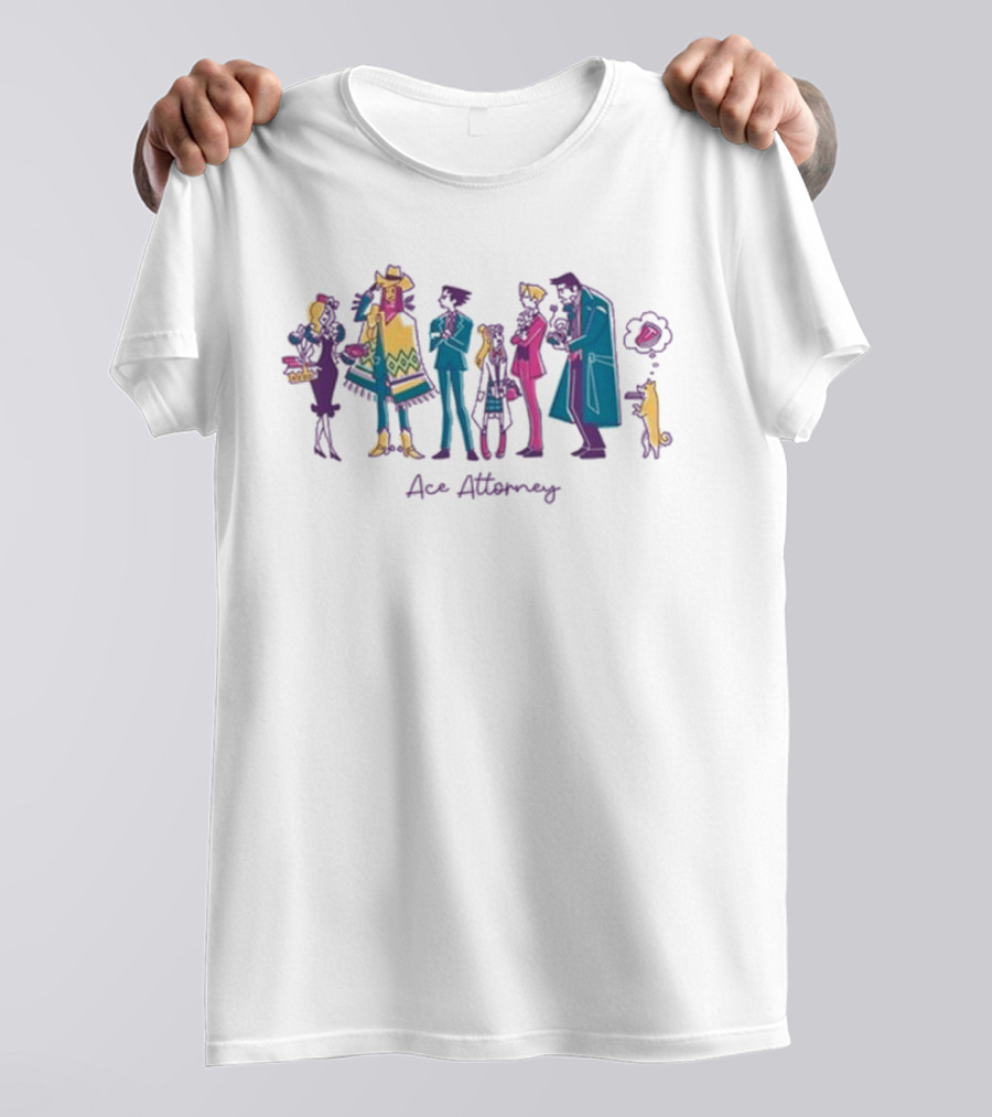 Ace Attorney Characters In Colorful Lawful Lunch Break Scene T-Shirt