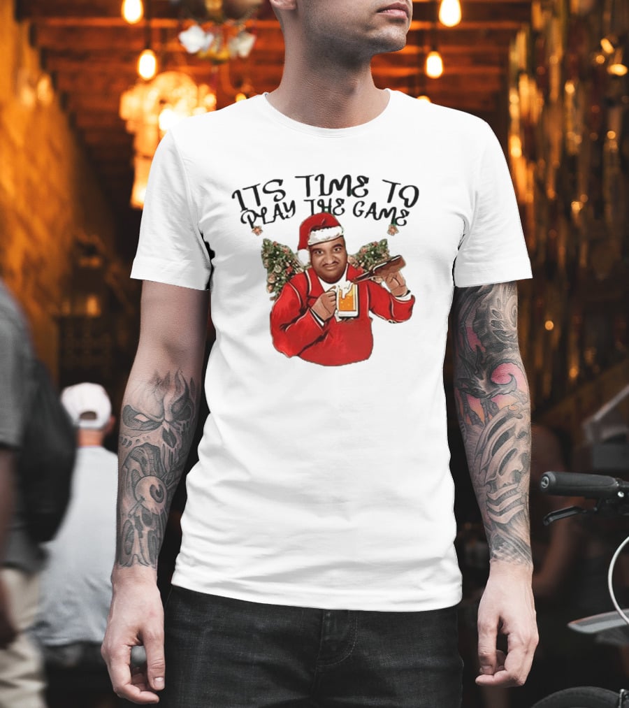 Marc Anderson It's Time To Play The Game Christmas Beer Santa T-Shirt