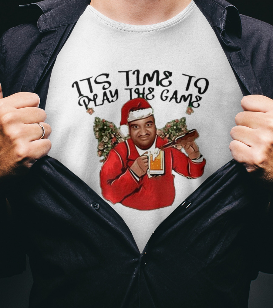 Marc Anderson It's Time To Play The Game Christmas Beer Santa T-Shirt