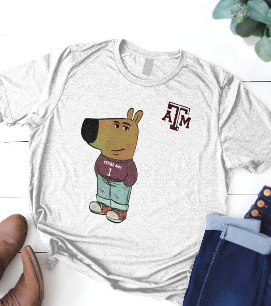 Texas A&M Aggies Chill Guy Character With A&M Logo And Jersey T-Shirt