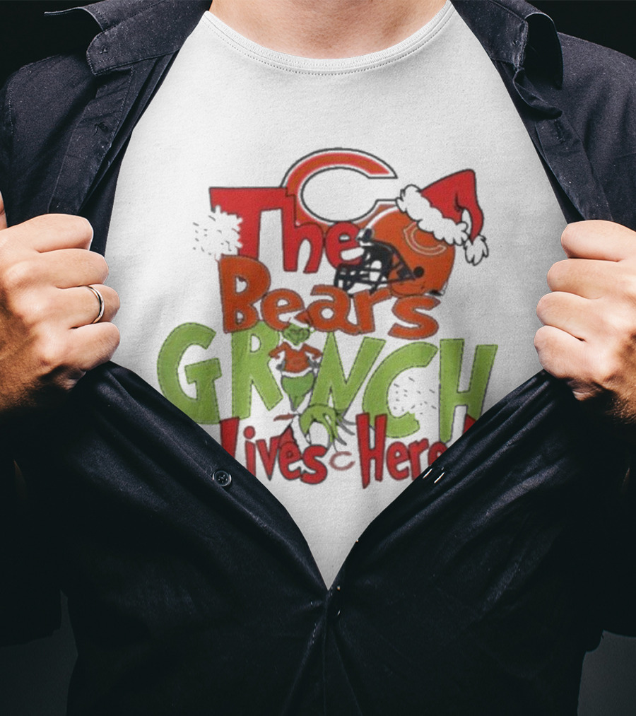 The Bears Grinch Chicago Lives Here Christmas T-Shirt