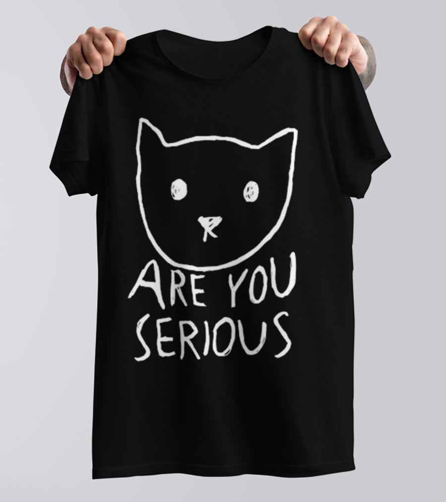 Are You Serious Cat Minimalist Sketch By Fox Shiver T-Shirt