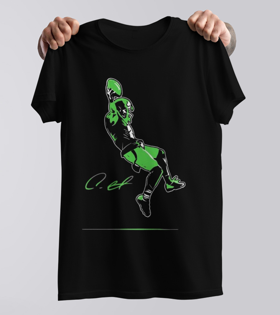 Coby Bryant Legendary Green Football Celebration Signature T-Shirt