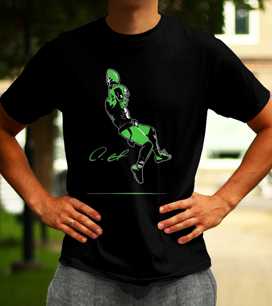 Coby Bryant Legendary Green Football Celebration Signature T-Shirt