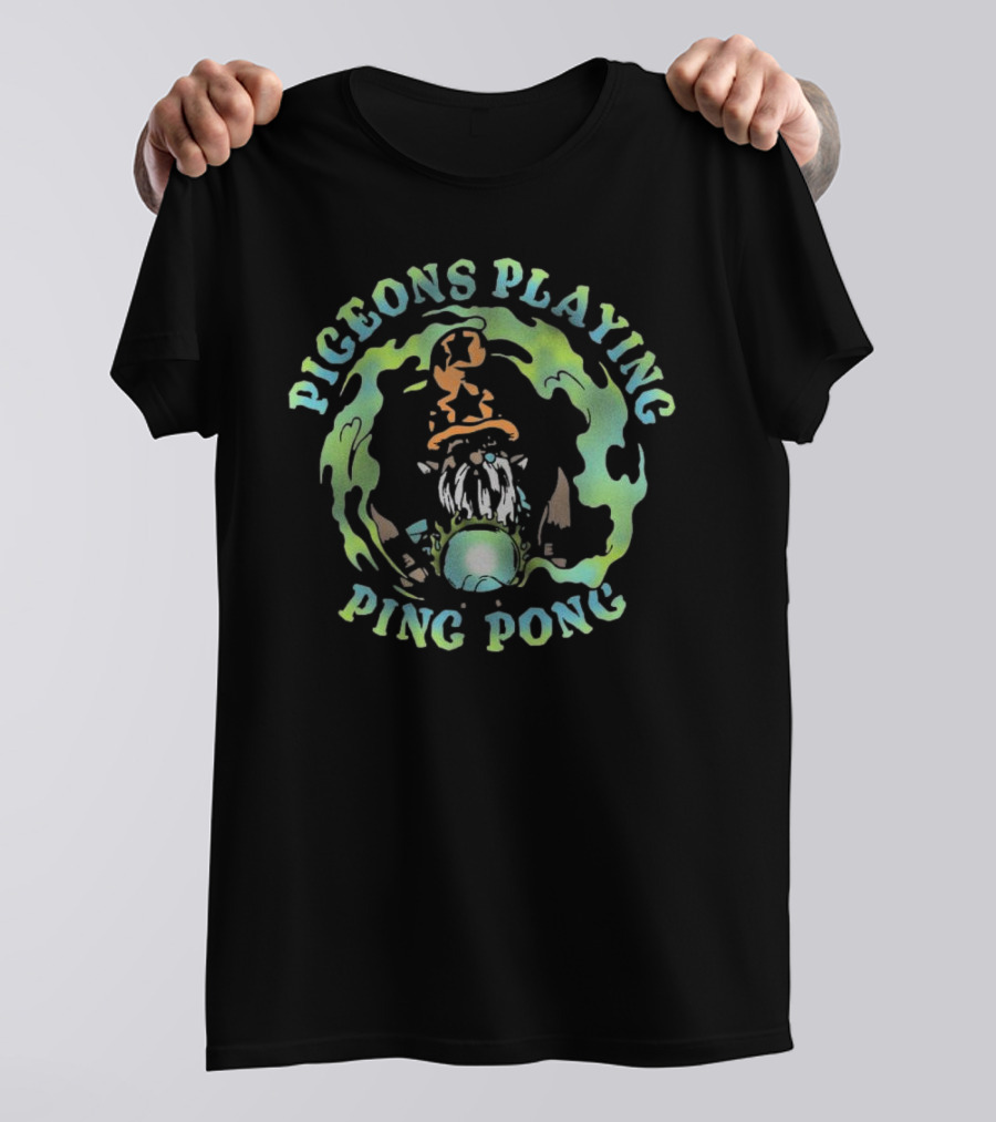 Pigeons Playing Ping Pong Wizard Psychedelic T-Shirt