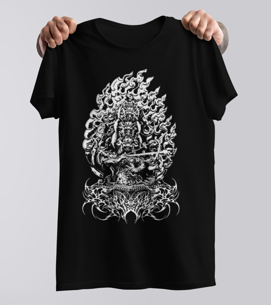 Rahula Polyphia Buddhist Deity Intricate Flame T-Shirt