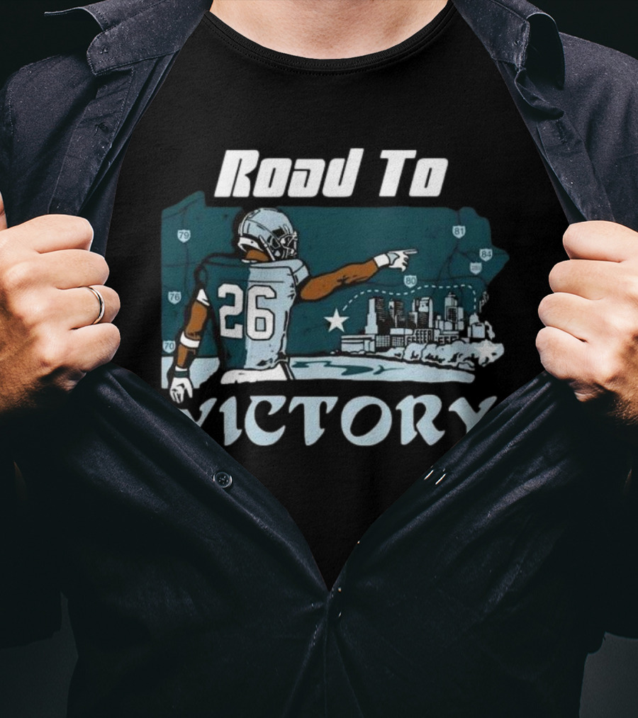 Saquon Barkley Road To Victory Pennsylvania Skyline Football Journey T-Shirt