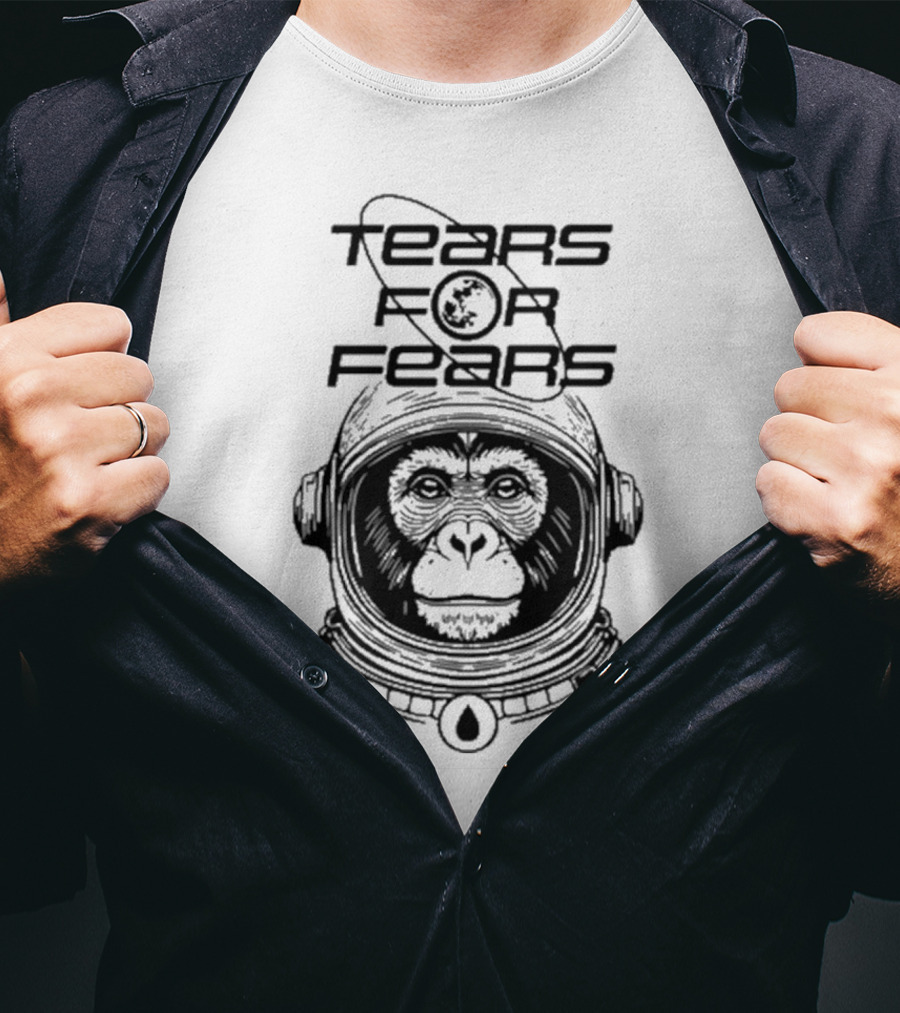 Tears For Fears Space Monkey Astronaut With Planet And Teardrop Helmet T-Shirt