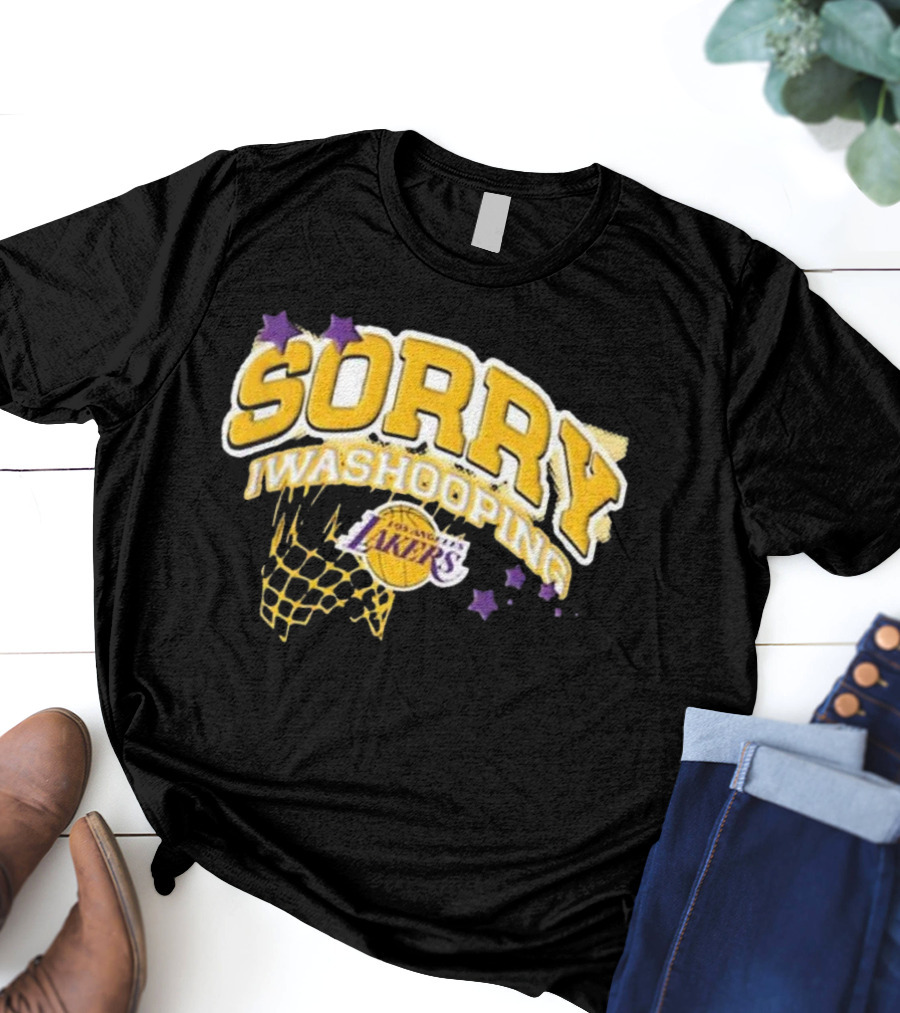 Los Angeles Lakers Sorry I Was Hooping Basketball Net And Stars T-Shirt