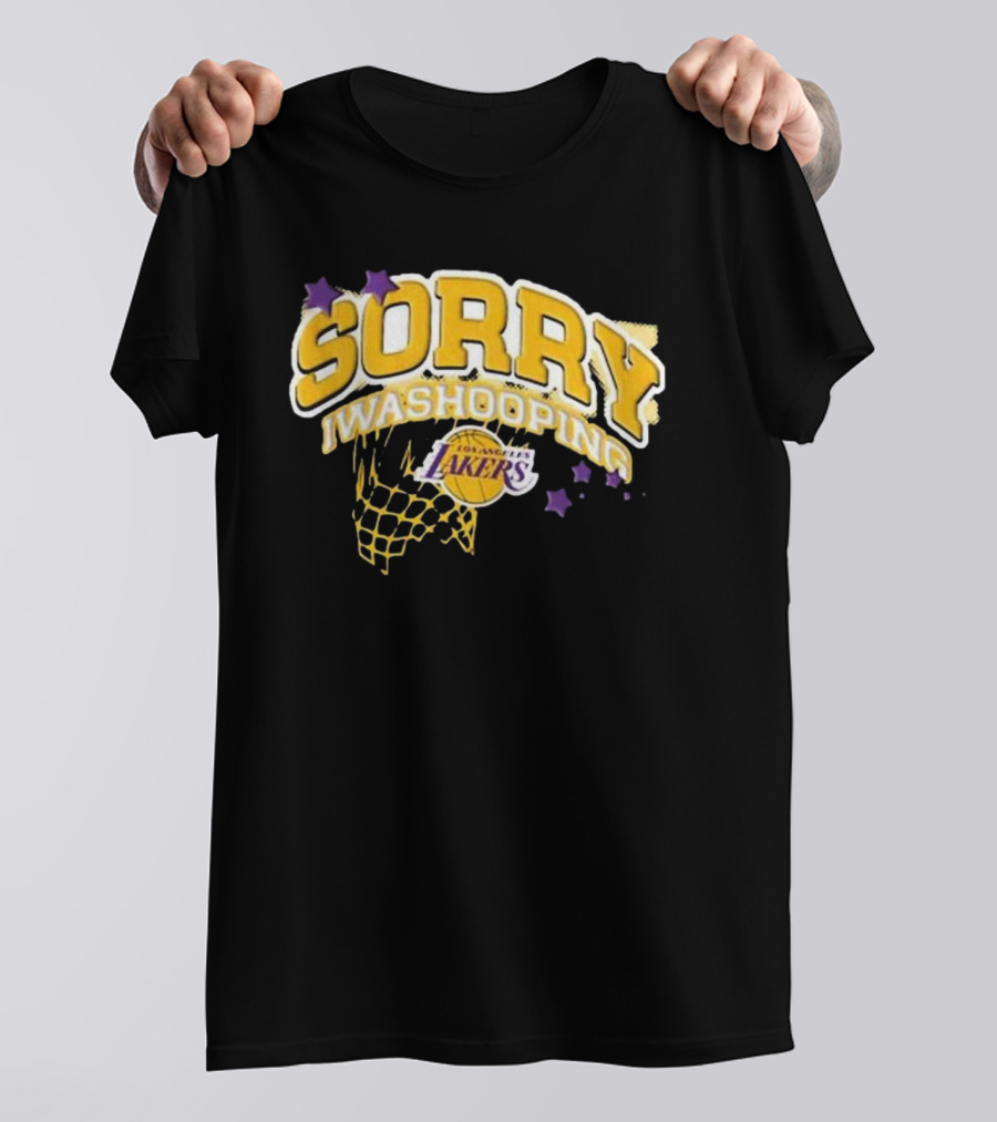 Los Angeles Lakers Sorry I Was Hooping Basketball Net And Stars T-Shirt