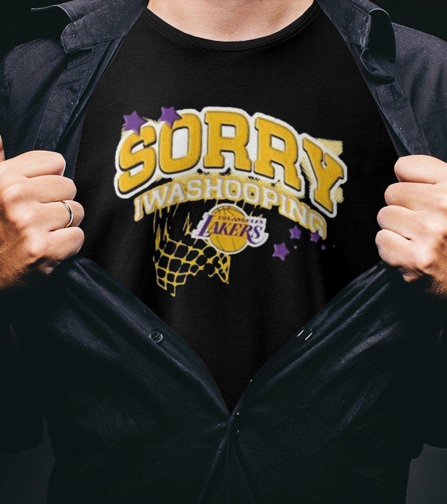 Los Angeles Lakers Sorry I Was Hooping Basketball Net And Stars T-Shirt