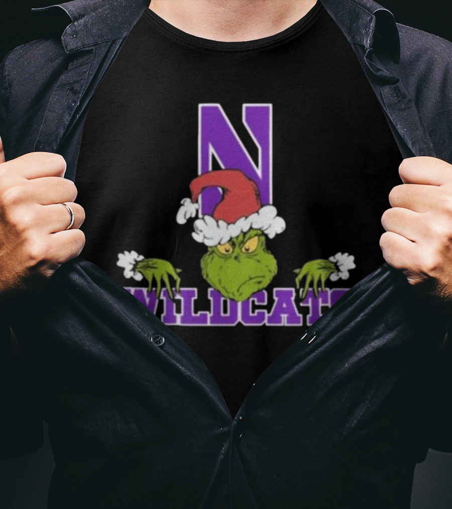 NCAA Northwestern Wildcats Grinch Christmas Football T-Shirt