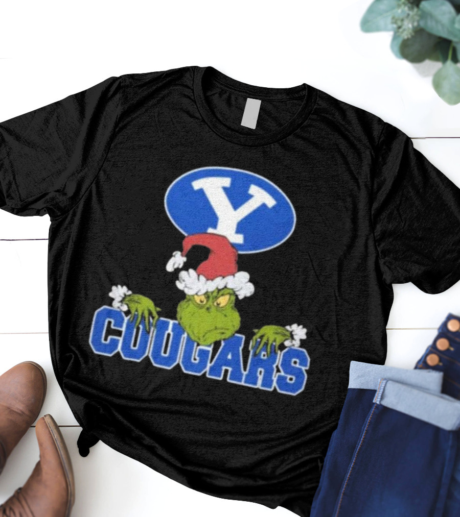 BYU Cougars Grinch Christmas NCAA Football T-Shirt