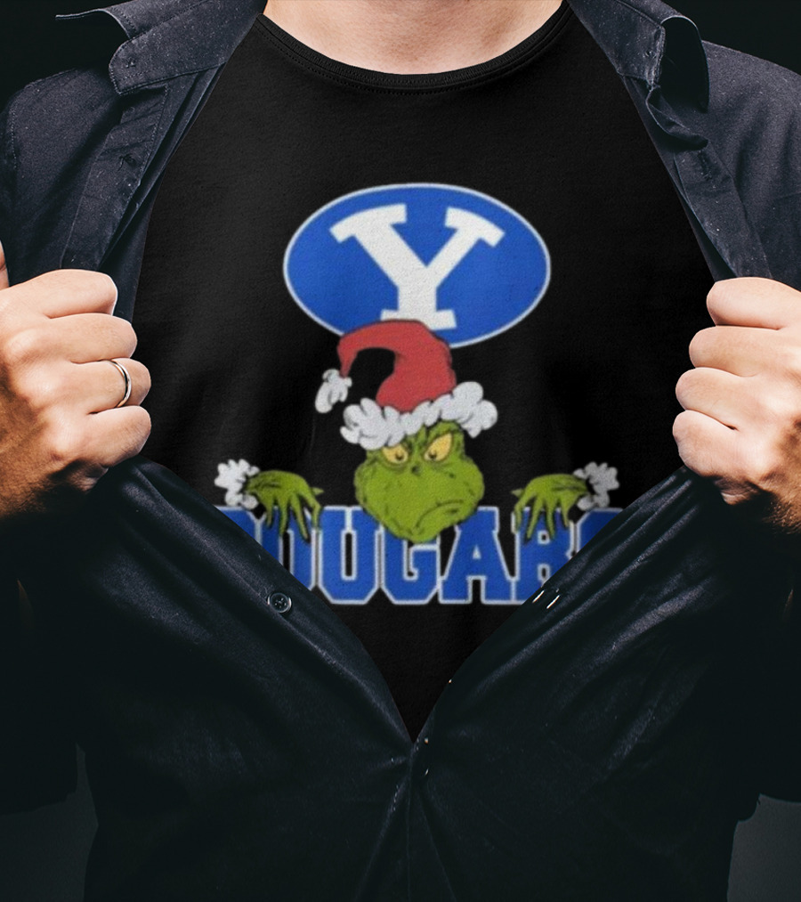 BYU Cougars Grinch Christmas NCAA Football T-Shirt