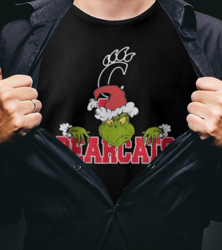 NCAA Cincinnati Bearcats Grinch Christmas Football T-Shirt